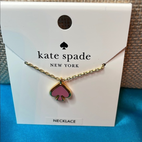 Kate Spade Gold Chain with Pink Enamel Spade Mini Pendant NWT - Picture 4 of 5